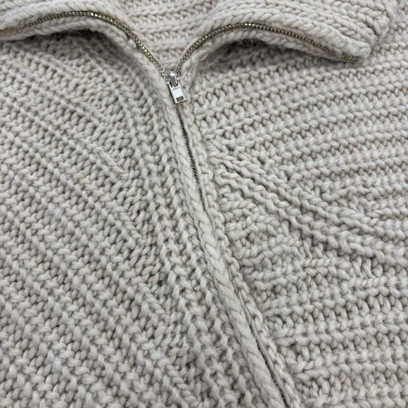 Stefanel Knit Poncho Womens Size XS S Wool Alpaca Blend Italian Yarn Cream Zip - Picture 4 of 6